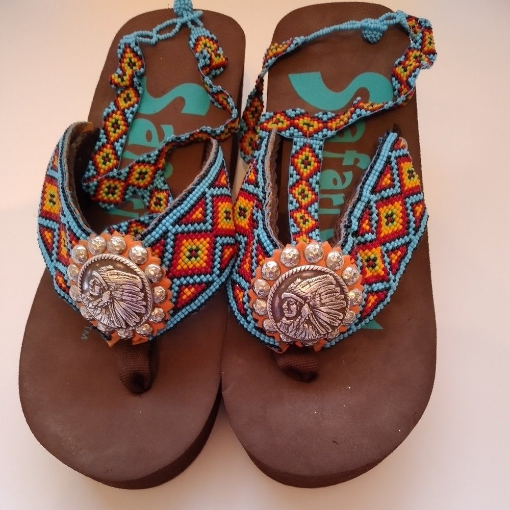 Unique beaded safari sandals